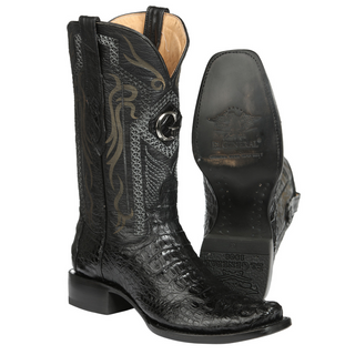 El General Men's Exotic Caiman Nuca Cowboy Boots - Black