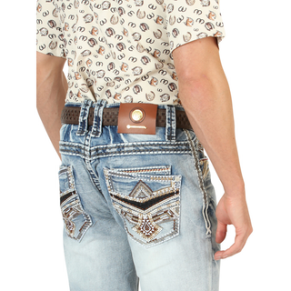 El General men’s light wash Western denim jeans with embroidered back pockets