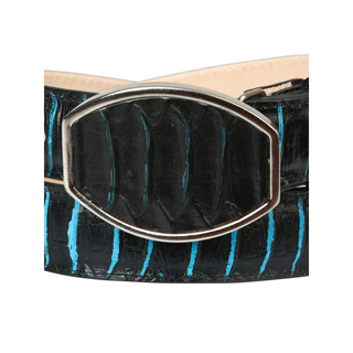 Men’s Western Belt El General Imitation Python - Black/Blue 