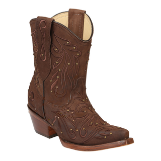 EL General Embroidered Nubuck Ankle Boot - Cafe