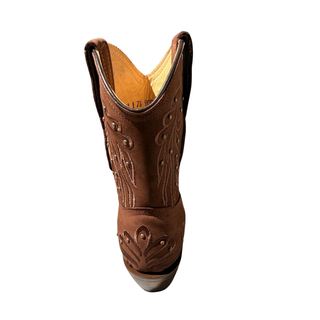 EL General Embroidered Nubuck Ankle Boot - Cafe