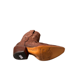 EL General Embroidered Nubuck Ankle Boot - Cafe