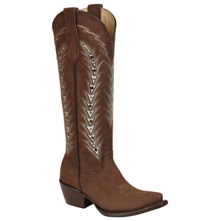 El General women’s brown suede cowboy boots with cutout inlays and snip toe