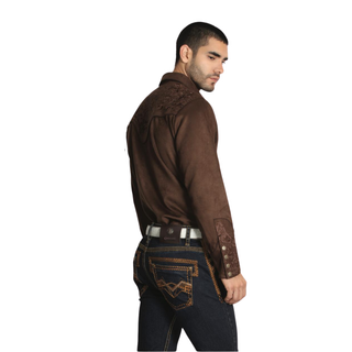 Centenario Men’s Bootcut Jeans - Dark Blue -back pocket stitching