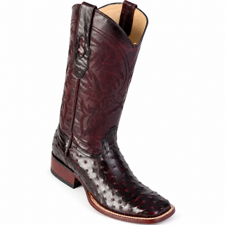 Los Altos Black Cherry Ostrich Wide Square Toe Cowboy Boot