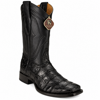 King Exotic Pirarucu Wide Square Boots- Black