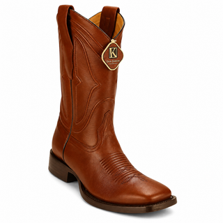 King Exotic Belmont Wide Square Boots- Brown