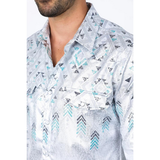Mens Modern Fit Panoramic Foil Print Shirt