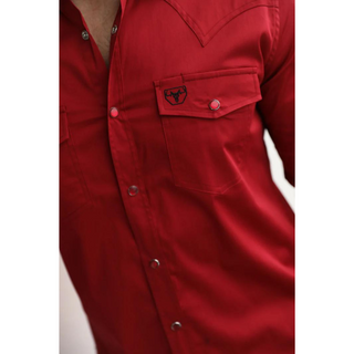 Platini Men's Modern Fit Solid Red Dress Shirt