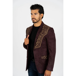 Platini Men's Embroidered Suede Blazer
