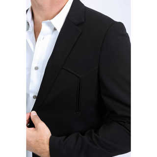 Platini Men's Double Button Western Blazer - Black