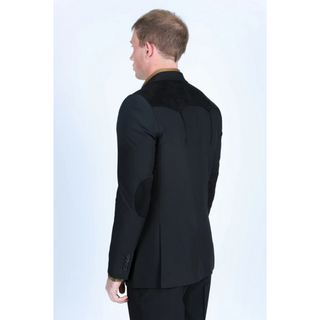 Platini Men's Western Suit Sport Coat with Suede Yokes and Elbow Patches - Black