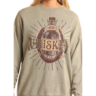 Rock & Roll Denim Whiskey Oversized Pullover Sweater