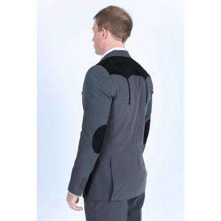 Platini Men's Western Suit Sport Coat with Suede Yokes and Elbow Patches - Charcoal