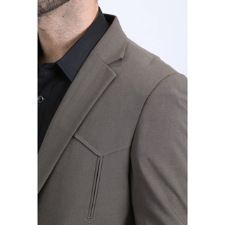 Platini Men's Double Button Western Blazer - Dark Brown