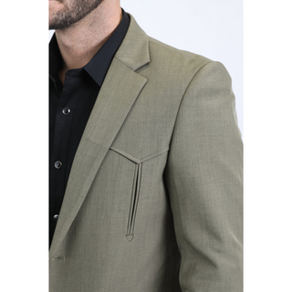 Platini Men's Double Button Western Blazer - Olive