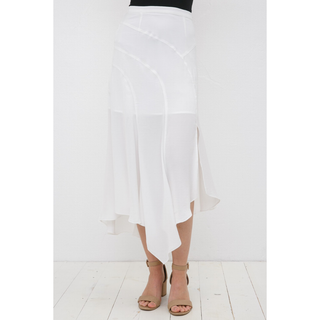 Asymmetrical Chiffon Midi Skirt - White