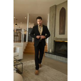 Platini Men's Western Sport Suit with Elbow Patches  - Black