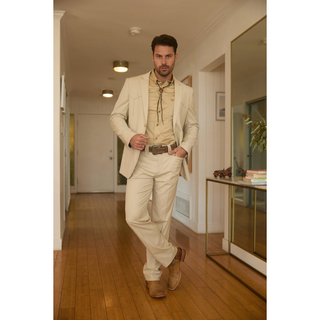 Platini Men's Western Sport Suit with Elbow Patches  - Beige