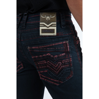 Men's Dark Slim Boot Cut Triple Stitch Signature Pocket Denim Pants