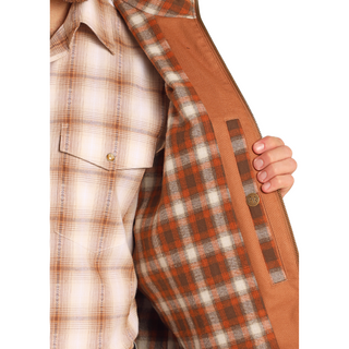 Powder River Men's Conceal & Carry Plaid Lined Vest - Camel