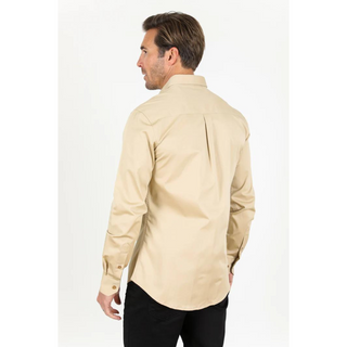 Platini Men's Modern Fit Beige Dress Shirt