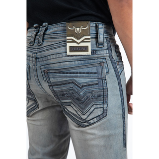 Men's Light Slim Boot Cut Black Triple Stitch Signature Pocket Denim Pants