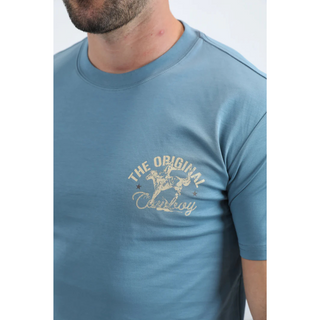 Platini Men’s Modern Fit Cotton Stretch T-Shirt - Blue