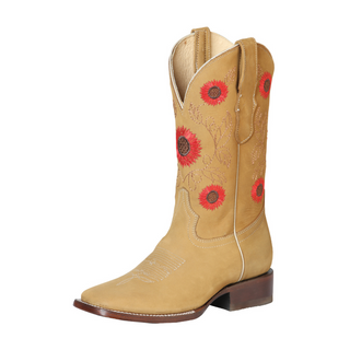 Woman Cowboy boot El General - Leatrher Nobuck  Honey