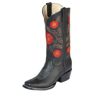 El General Women’s Western Boots Crazy Leather - Black