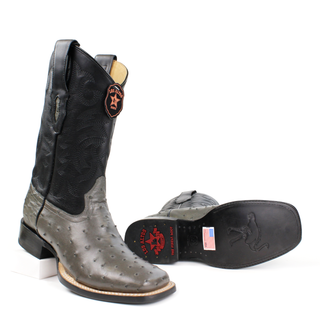 Los Altos Men’s Full Quill Ostrich Wide Square Toe Boots sole view 