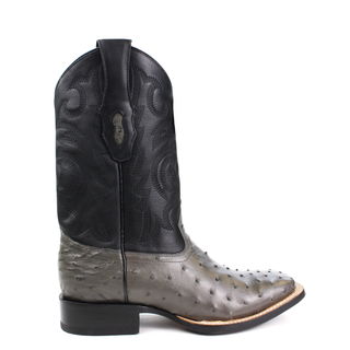 Los Altos Men’s Full Quill Ostrich Wide Square Toe Boots right angle