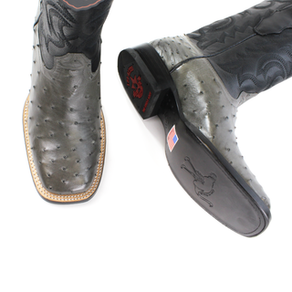 Los Altos Men’s Full Quill Ostrich Wide Square Toe Boots top view 
