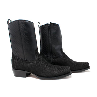 Los Altos Black Python 7X Semi Square Toe Boots