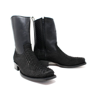 Los Altos Black Python 7X Semi Square Toe Boots