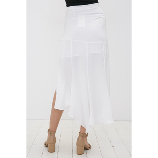 Asymmetrical Chiffon Midi Skirt - White