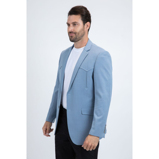 Platini Men's Double Button Western Blazer - Light Blue