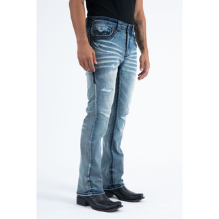 Men's Light Slim Boot Cut Triple Stitch Signature Pocket Denim Pants