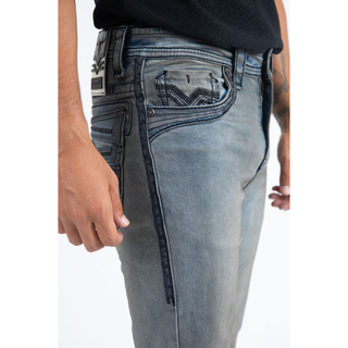 Men's Light Slim Boot Cut Black Triple Stitch Signature Pocket Denim Pants