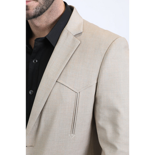 Platini Men's Double Button Western Blazer - Taupe