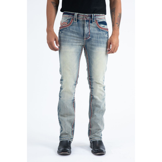 Men's Light Slim Boot Cut Red Triple Stitch Signature Pocket Denim Pants