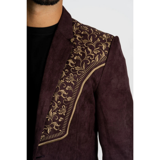 Platini Men's Embroidered Suede Blazer