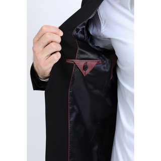 Platini Men's Double Button Western Blazer - Black