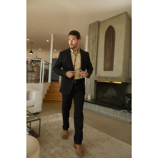 Platini Men's Western Sport Suit with Elbow Patches  - Black