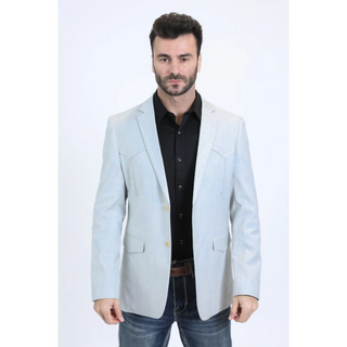 Platini Men's Double Button Western Blazer - White