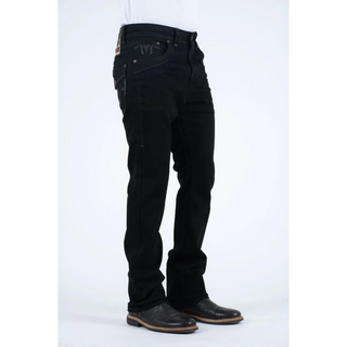 Platini Men's Dirty Jet Black Slim Boot Cut Jeans