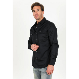 Platini Men's Western Snap Solid Black Dress Shirt