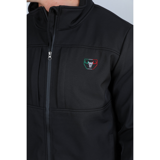 Mens Softshell Water-Resistant Jacket with Mexico Embroidery - Black