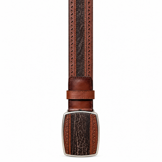 Los Altos Shark Laser Belt with Square Buckle - Rustic Brown