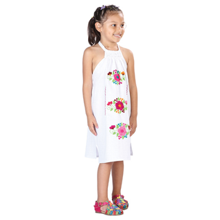 Artisanal Embroidered Dress- White